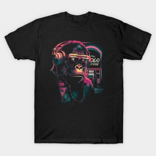 Neon Gorilla with Headphones T-Shirt